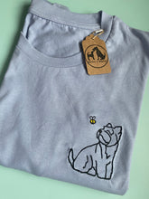 Load image into Gallery viewer, Westie Outline T-shirt - embroidered west highland white terrier organic tee for dog lovers and owners