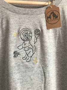 Intergalactic Dogs T-shirt - Space  Spaniel dog with asteroid