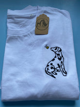 Load image into Gallery viewer, Dalmatian Outline T-shirt - embroidered dally organic tee for dog lovers and owners