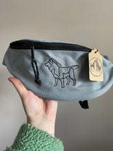 Load image into Gallery viewer, Dog Walking Bum Bag- breed silhouette recycled embroidered waist pack. The perfect gift for dog parents, dog walkers and dog groomers