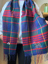 Load image into Gallery viewer, Embroidered dog breed Tartan Scarf- Classic check scarf for winter dog walks