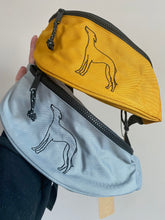 Load image into Gallery viewer, Dog Walking Bum Bag- breed silhouette recycled embroidered waist pack. The perfect gift for dog parents, dog walkers and dog groomers