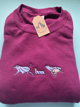Load image into Gallery viewer, Embroidered Dog Ghosts Sweatshirt/ hoodie for dog lovers and spooky witches ready for Halloween