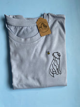Load image into Gallery viewer, Border Collie Outline T-shirt - embroidered collie organic tee for dog lovers and owners