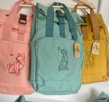 Load image into Gallery viewer, Spring Dog Breed Outline Backpack for Dog Lovers and Owners- colourful embroidered compact rucksack for your adventures