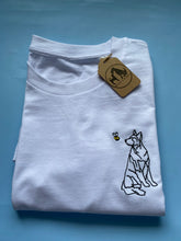 Load image into Gallery viewer, GSD Outline T-shirt - embroidered German shepherd organic tee for dog lovers and owners