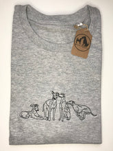 Load image into Gallery viewer, Embroidered Sighthound T-shirt- Organic tee for whippet, lurcher, greyhound lovers