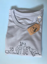 Load image into Gallery viewer, Embroidered Sighthound T-shirt- Organic tee for whippet, lurcher, greyhound lovers