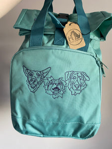 Custom Backpack for Dog Lovers and Owners- colourful embroidered recycled rucksack for your adventures