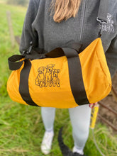 Load image into Gallery viewer, Custom Barrel Bag for Dog Lovers and Owners- colourful embroidered recycled holdall for your adventures
