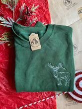Load image into Gallery viewer, Christmas Stag Embroidered Sweatshirt- Xmas Jumper for Animal Lovers
