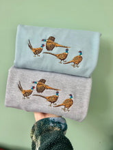Load image into Gallery viewer, Pheasants Embroidered Sweatshirt - Pheasant game bird gift for bird lovers
