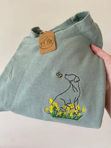 OUTLINE STYLE - Daffodil Dogs Sweatshirt - Embroidered sweater for dog lovers