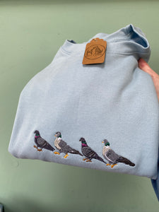 Pigeon Embroidered Sweatshirt - Pigeon gifts for pigeon lovers.