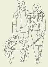 Load image into Gallery viewer, Digital Line Drawing Family / Friends Portrait - People and Pets
