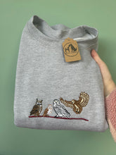 Load image into Gallery viewer, Embroidered Owl Sweatshirt - Barn Owl, Snowy Owl, Horned Owl, Tawny Owl
