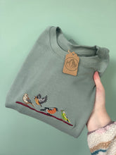 Load image into Gallery viewer, Finches Embroidered Sweatshirt - Chaffinch, Hawfinch, Bullfinch and Greenfinch gifts for bird lovers.
