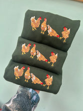 Load image into Gallery viewer, Embroidered Chicken Hen Sweatshirt - colourful sweatshirt for chicken owners and lovers
