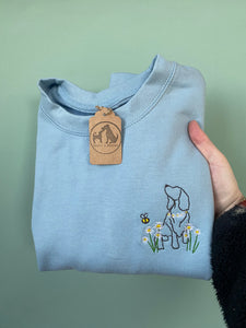 Dog Daisies Sweatshirt - Various Breeds- Embroidered sweater for dog lovers