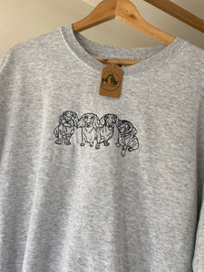 IMPERFECT Dachshund Doodle Sweatshirt - Size XL/ GREY