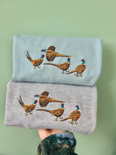 Load image into Gallery viewer, Pheasants Embroidered Sweatshirt - Pheasant game bird gift for bird lovers
