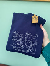 Load image into Gallery viewer, Sighthound Club Dogs embroidered Sweatshirt / Hoodie for lurcher, greyhound, whippet, saluki, Italian greyhound owners
