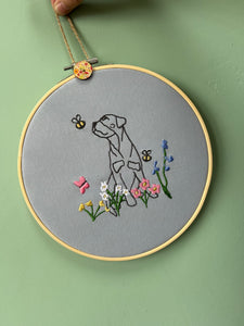 Wildflower  Dog Breed Embroidered Decorative Hoop (8 INCH)- Display in your home - Home Decor