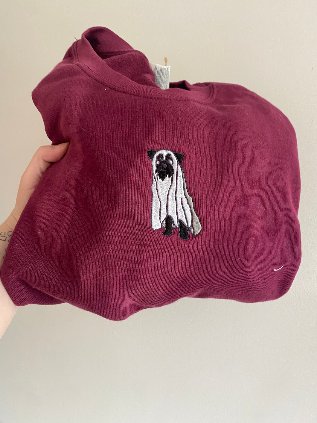 IMPERFECT Halloween Ghost Sweatshirt - Burgundy / XL