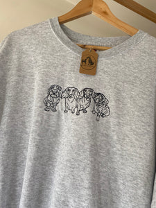 IMPERFECT Dachshund Doodle Sweatshirt - Size XL/ GREY