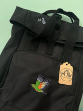 Load image into Gallery viewer, Colourful Bird Backpack for Bird Lovers and Owners- colourful embroidered compact rucksack for your adventures
