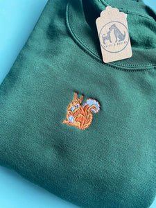 Red Squirrel Embroidered Sweatshirt - Squirrel lover gifts