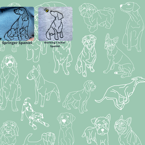 OUTLINE STYLE- Daffodil Dogs T-Shirt- Embroidered tee for dog lovers