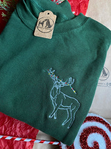 Christmas Stag Sweatshirt - Forest Green XL