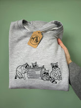 Load image into Gallery viewer, Raccoon Embroidered Sweatshirt - Gifts for trash panda lovers

