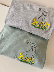 OUTLINE STYLE - Daffodil Dogs Sweatshirt - Embroidered sweater for dog lovers