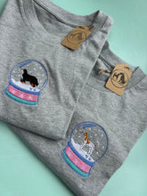 Load image into Gallery viewer, Various Breeds- Christmas Snow Globe Dogs T-Shirt- winter robin Embroidered tee for dog lovers
