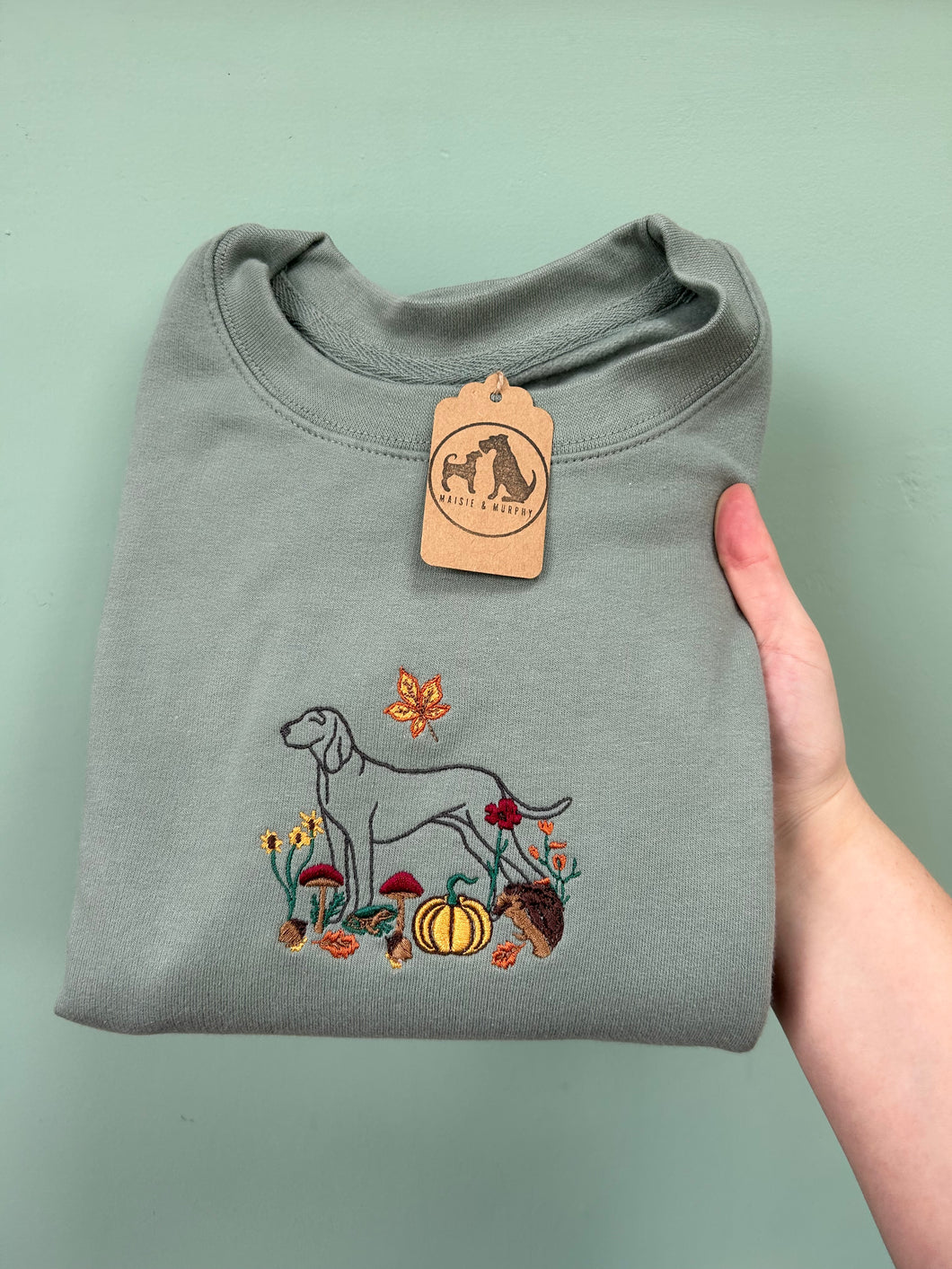 SILHOUETTE STYLE - Autumn Woodland Dogs Sweatshirt - various breeds- Embroidered sweater for dog lovers