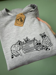 Raccoon Embroidered Sweatshirt - Gifts for trash panda lovers