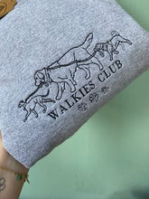 Load image into Gallery viewer, Walkies Club Dogs embroidered Sweatshirt / Hoodie for dog lovers
