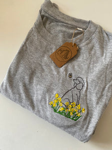 Outline Daffodil Poodle T-Shirt - Grey - M