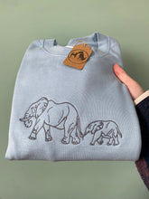 Load image into Gallery viewer, Embroidered Elephant Family Sweatshirt for Elephant Lovers
