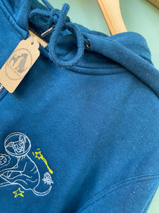 PRE-LOVED - Space Dog Zip Up Hoodie- Airforce Blue