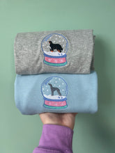 Load image into Gallery viewer, Snow Globe Dog Sweatshirt - various breeds- Embroidered winter sweater for dog lovers
