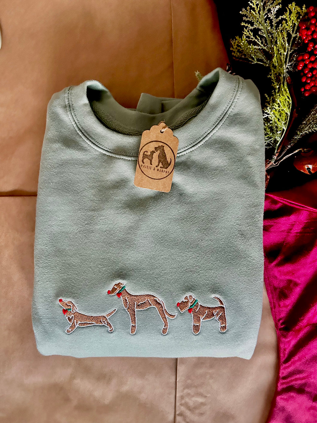 Embroidered Gingerbread Dogs Sweatshirt - Christmas Gifts for dog lovers