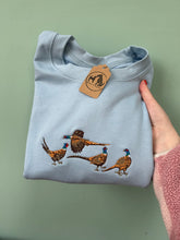 Load image into Gallery viewer, Pheasants Embroidered Sweatshirt - Pheasant game bird gift for bird lovers
