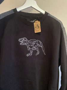 PRE-LOVED ‘t-Rex’ two tone grey/ black sweatshirt