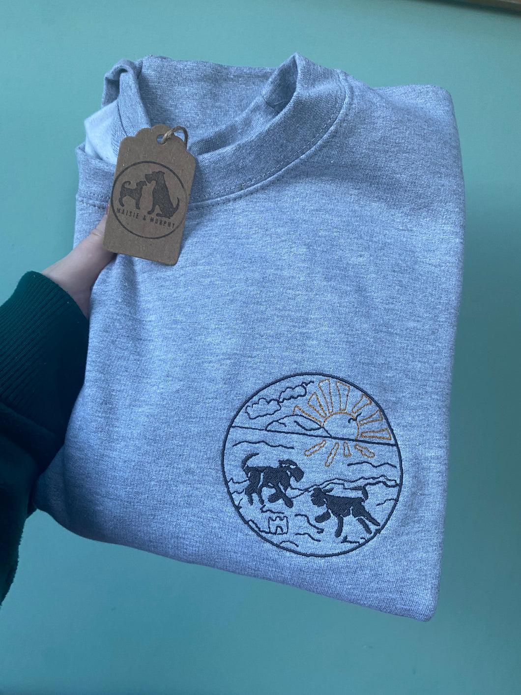 Dog Beach Sweatshirt - Embroidered sweater for dog and beach lovers