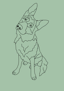 Digital Line Drawing Family / Friends Portrait - People and Pets