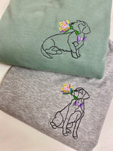 Load image into Gallery viewer, Dog Flower Bunch Sweatshirt - Various Breeds- Embroidered sweater for dog lovers
