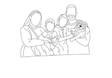 Load image into Gallery viewer, Digital Line Drawing Family / Friends Portrait - People and Pets
